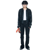 WRINKLE LEATHER SINGLE JACKET BLACK