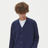 LAMBSWOOL V NECK CARDIGAN_NAVY (6612829012086)