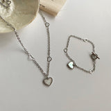 ハートチェーンマザーオブパールネックレス/hhr Heart chain mother-of-pearl necklace