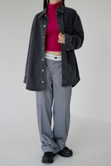 ウォッシュドデニムシャツジャケット / washed black denim shirt jacket