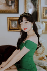 エメラルドスクエアパールチョーカーネックレス / Emerald Square Pearl Choker Necklace