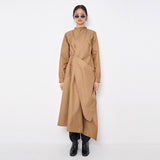 アシンメトリードレープウォータープルーフコート/Asymmetry Draped Waterproof Coat _ Beige