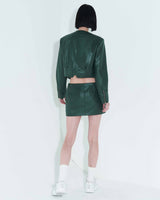 フォーレザーローライズミニスカート / Faux-Leather Low Rise Mini Skirt _ Green