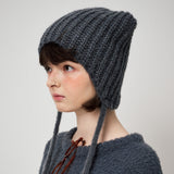MOHAIR EARMUFF BEANIE, CHARCOAL