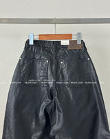 coated leather wide pants