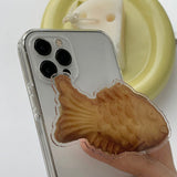 リアルフィッシュシェイプバンクリームアクリリックスマホグリップ