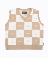 [EZwithPIECE] CHECKERBOARD KNIT VEST (4COLORS) (6563170287734)