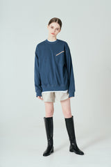 ポケットジップアップスウェットシャツT63/Pocket Zip-up Sweatshirt T63 Dark Teal Blue