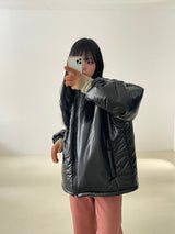 ポリッシュハイネックストリングダウン