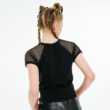 リボンラグランTシャツ / Ribbon Raglan T-shirt [Black Mesh]