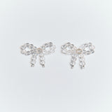 [925 SILVER] クリスタルリボンピアス