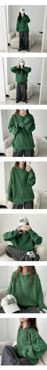 Tesla Loose Warmer Hooded Knitwear