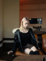 vintage fur two-way blouson jumper