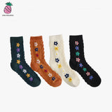 FLOWER JACQUARD SOCKS (3PAIRS 1SET, COLOR RANDOM) (6609492836470)