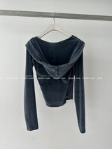 May Velvet Hooded Wrap T-shirt