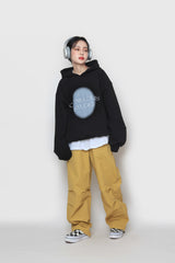 スプレーペインティングエンブロイダリーフーディ / Spray Painting Embroidered Hood