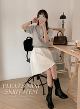 Natural Pleated Midi Skirt (2color)
