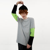 Triple Sleeve T-shirt [Gray_Green_Black] (6592423788662)