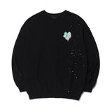 HEART PRINTING PAINTING SWEAT SHIRT-BLACK