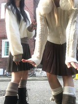 Aki Checkered Pleats Skirt