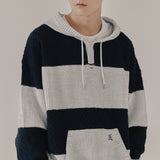 ストライプリブニットフーディ / STRIPE RIB KNIT HOODIE_LIGHT GREY