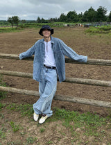 No.0344 washed denim over SHIRT