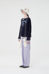チェリーケーキグラフィックポイントスウェットシャツ／CHERRY CAKE GRAPHIC RIB POINT SWEATSHIRT [NAVY]