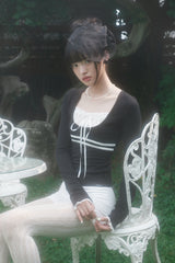 レースリボントップ (BLACK)
