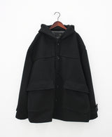 フーデッドウールハーフコート / Hooded wool half coat (2color)