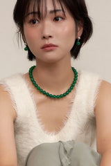 green onyx ball earring