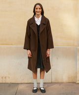 ウールブレンドローブコート/RCH wool blended robe coat brown