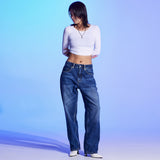 BRUSH WASHING DENIM RELAXFIT-BLUE
