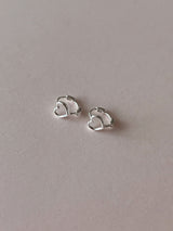 [92.5silver] line heart one-touch earrings (mini)