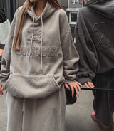 (UNISEX) ダブルパッチ羊起毛オーバーフード