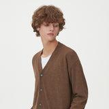 LAMBSWOOL V NECK CARDIGAN_BROWN (6612826620022)