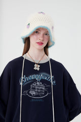 チェリーケーキグラフィックポイントスウェットシャツ／CHERRY CAKE GRAPHIC RIB POINT SWEATSHIRT [NAVY]
