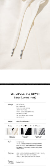 Mixed Fabric Knit KUYRI K Track Pants (Lucent Ivory)