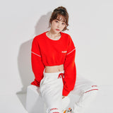 Oversize Line Point Crop Sweat shirt Red (6600739782774)