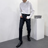 CRベルベットモックネックロングスリーブシャツ/CR Velvet Mock-neck Long-Sleeved Shirt (4 colors)
