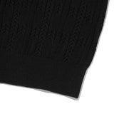 SMALL CHERRY CABLE CROP SHORT SLEEVE KNIT [BLACK]