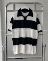 OA Lagoon Coloring Collar Short-Sleeved Knitwear
