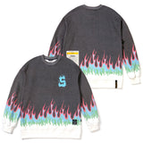 21 FLAME OVERSIZED HEAVY SWEAT CREWNECK PURPLE / BLACK (6622946001014)
