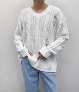 ウィステッドダメージニット/SK wisted damage knitwear (4 colors)
