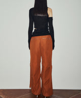 ツーウェイリブドアシメトリックニットトップ / TWO WAY RIBBED ASYMMETRIC KNIT TOP (BLACK)