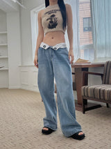 レタリングデニムトラウザーズ /  lettering denim trousers