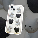 ハートキャットフォンケース / Heart cat phone case White
