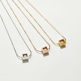 Open Cube Pearl Necklace
