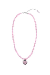 pink Checkered Heart Necklace
