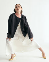 W.BYRDEYE WOOL BELTED CROPPED COAT - DARK GRAY (6636057788534)