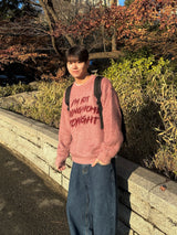 Brush lettering mohair knit
